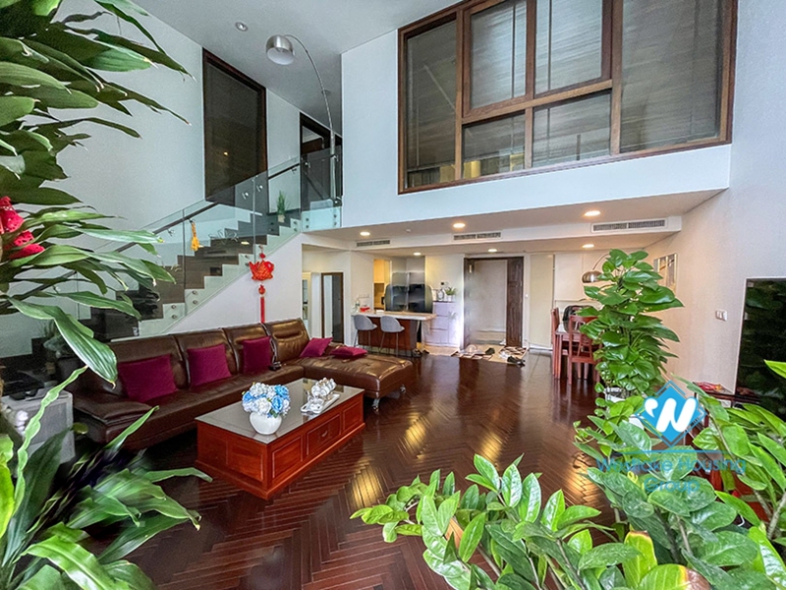 Three-bedroom duplex apartment for rent in Hoang Thanh Tower.